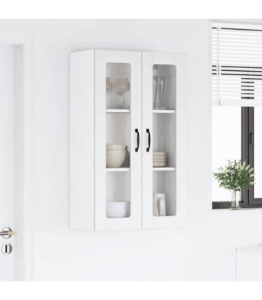 vidaXL Wall Glass Cabinet LUCCA White 60 x 31 x 100 cm Engineered Wood — Model: 1x wall glass cabinet (2 doors)