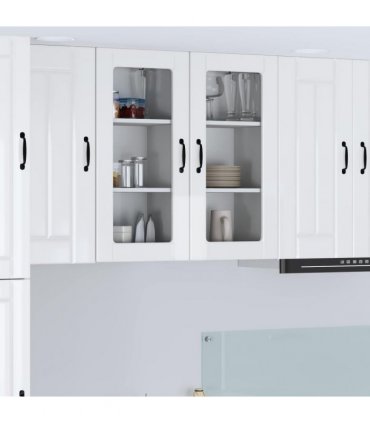 vidaXL Wall Glass Cabinet LUCCA 2 pcs High Gloss White 40 x 31 x 80 cm — Model: 2x wall glass cabinet (1 door)