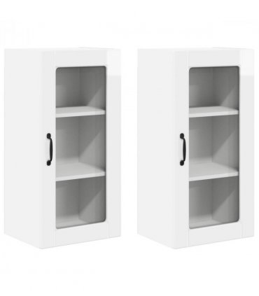 vidaXL Wall Glass Cabinet LUCCA 2 pcs High Gloss White 40 x 31 x 80 cm — Model: 2x wall glass cabinet (1 door)
