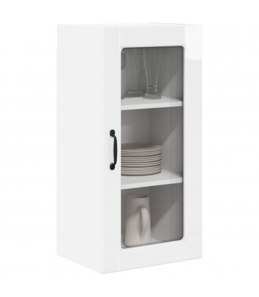 vidaXL Wall Glass Cabinet LUCCA 2 pcs High Gloss White 40 x 31 x 80 cm — Model: 2x wall glass cabinet (1 door)