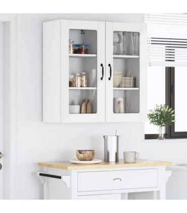 vidaXL Wall Glass Cabinet LUCCA 2 pcs High Gloss White 40 x 31 x 80 cm — Model: 2x wall glass cabinet (1 door)
