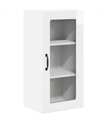 vidaXL Wall Glass Cabinet LUCCA 2 pcs High Gloss White 40 x 31 x 80 cm — Model: 2x wall glass cabinet (1 door)