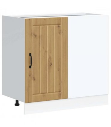 vidaXL Kitchen Base Cabinet Lucca Artisan Oak Engineered Woo — Size: 86 x 46 x 81.5 cm, Model: 1x corner bottom cabinet (1 door)