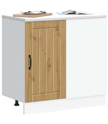 vidaXL Kitchen Base Cabinet Lucca Artisan Oak Engineered Woo — Size: 86 x 46 x 81.5 cm, Model: 1x corner bottom cabinet (1 door)