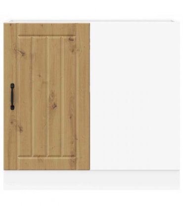 vidaXL Kitchen Base Cabinet Lucca Artisan Oak Engineered Woo — Size: 86 x 46 x 81.5 cm, Model: 1x corner bottom cabinet (1 door)