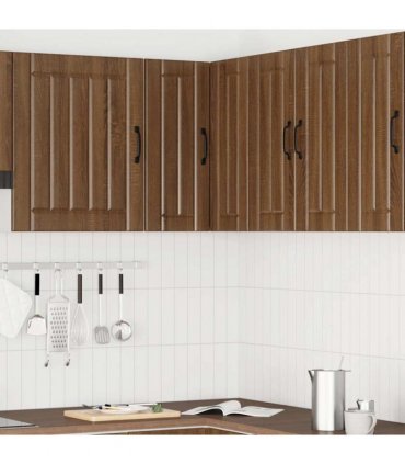vidaXL Kitchen Wall Corner Cabinet Lucca Brown Oak — Colour: concrete grey, Size: 57 x 57 x 60 cm, Model: 1x wall corner cabinet