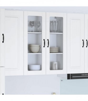 vidaXL Wall Glass Cabinet LUCCA White 80 x 31 x 100 cm Engineered Wood — Model: 1x wall glass cabinet (2 doors)