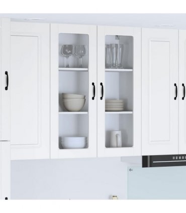 vidaXL Wall Glass Cabinet LUCCA White 80 x 31 x 100 cm Engineered Wood — Model: 1x wall glass cabinet (2 doors)