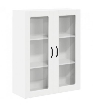 vidaXL Wall Glass Cabinet LUCCA White 80 x 31 x 100 cm Engineered Wood — Model: 1x wall glass cabinet (2 doors)