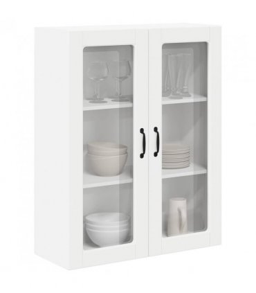 vidaXL Wall Glass Cabinet LUCCA White 80 x 31 x 100 cm Engineered Wood — Model: 1x wall glass cabinet (2 doors)