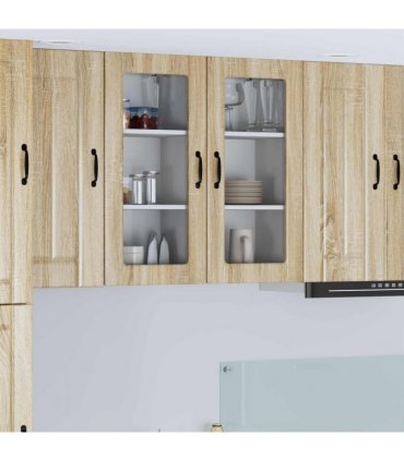 vidaXL Wall Glass Cabinet LUCCA Sonoma Oak 40 x 31 x 80 cm — Model: 1x wall glass cabinet (1 door)