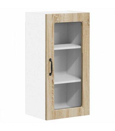 vidaXL Wall Glass Cabinet LUCCA Sonoma Oak 40 x 31 x 80 cm — Model: 1x wall glass cabinet (1 door)