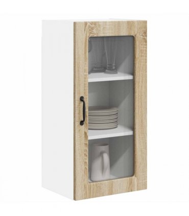vidaXL Wall Glass Cabinet LUCCA Sonoma Oak 40 x 31 x 80 cm — Model: 1x wall glass cabinet (1 door)