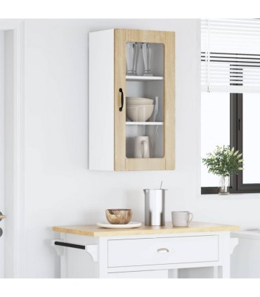vidaXL Wall Glass Cabinet LUCCA Sonoma Oak 40 x 31 x 80 cm — Model: 1x wall glass cabinet (1 door)