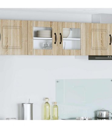 vidaXL Wall Glass Cabinet LUCCA Sonoma Oak 80 x 31 x 40 cm — Model: 1x wall glass cabinet (2 doors)