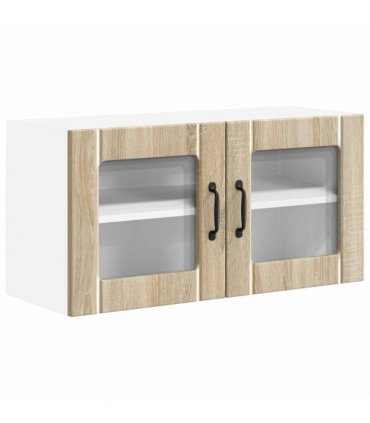 vidaXL Wall Glass Cabinet LUCCA Sonoma Oak 80 x 31 x 40 cm — Model: 1x wall glass cabinet (2 doors)