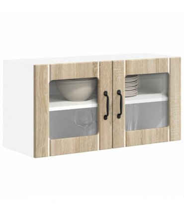 vidaXL Wall Glass Cabinet LUCCA Sonoma Oak 80 x 31 x 40 cm — Model: 1x wall glass cabinet (2 doors)