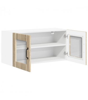 vidaXL Wall Glass Cabinet LUCCA Sonoma Oak 80 x 31 x 40 cm — Model: 1x wall glass cabinet (2 doors)