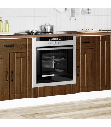 vidaXL Oven Cabinet Lucca Brown Oak Engineered Wood — Size: 60 x 46 x 81.5 cm, Model: 1x oven cabinet
