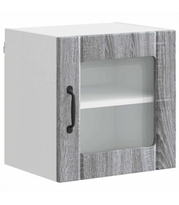 vidaXL Wall Glass Cabinet LUCCA 2 pcs Grey Sonoma 40 x 31 x 40 cm — Model: 2x wall glass cabinet (1 door)