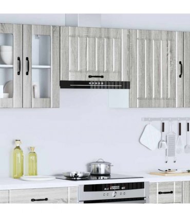 vidaXL Kitchen Wall Cabinet Lucca Grey Sonoma Engineered Wood — Size: 60 x 31 x 40 cm, Model: 1x wall cabinet (1 flap door)