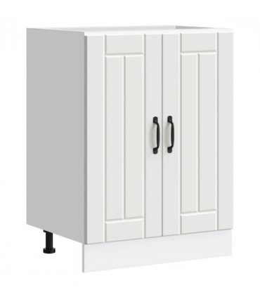 vidaXL Sink Base Cabinet Lucca White Engineered Wood — Size: 60 x 46 x 81.5 cm, Model: 1x bottom cabinet (2 doors)