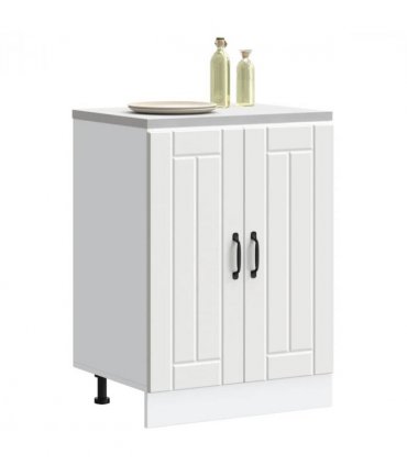vidaXL Sink Base Cabinet Lucca White Engineered Wood — Size: 60 x 46 x 81.5 cm, Model: 1x bottom cabinet (2 doors)