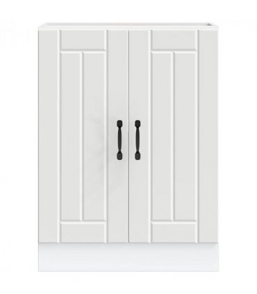 vidaXL Sink Base Cabinet Lucca White Engineered Wood — Size: 60 x 46 x 81.5 cm, Model: 1x bottom cabinet (2 doors)