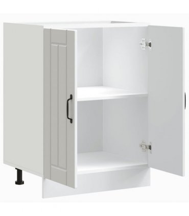 vidaXL Sink Base Cabinet Lucca White Engineered Wood — Size: 60 x 46 x 81.5 cm, Model: 1x bottom cabinet (2 doors)