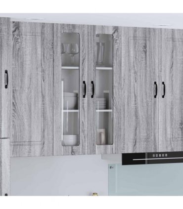 vidaXL Wall Glass Cabinet LUCCA Grey Sonoma 60 x 31 x 100 cm — Model: 1x wall glass cabinet (2 doors)
