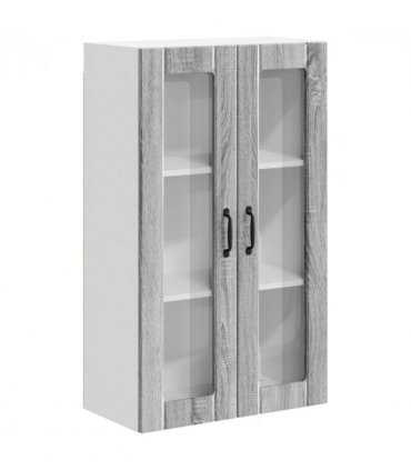 vidaXL Wall Glass Cabinet LUCCA Grey Sonoma 60 x 31 x 100 cm — Model: 1x wall glass cabinet (2 doors)