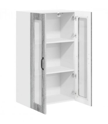 vidaXL Wall Glass Cabinet LUCCA Grey Sonoma 60 x 31 x 100 cm — Model: 1x wall glass cabinet (2 doors)