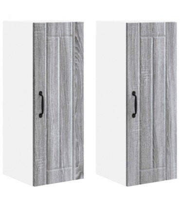 vidaXL Wall Cabinet LUCCA 2 pcs Grey Sonoma 30 x 31 x 80 cm — Model: 2x wall cabinet (1 door)