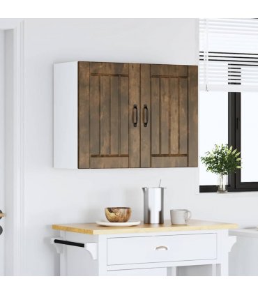 vidaXL Kitchen Wall Cabinet Lucca Smoked Oak Engineered Wood — Size: 80 x 31 x 60 cm, Model: 1x wall cabinet (2 doors)