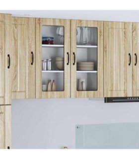 vidaXL Wall Glass Cabinet LUCCA Sonoma Oak 80 x 31 x 80 cm — Model: 1x wall glass cabinet (2 doors)