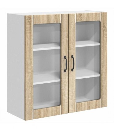 vidaXL Wall Glass Cabinet LUCCA Sonoma Oak 80 x 31 x 80 cm — Model: 1x wall glass cabinet (2 doors)