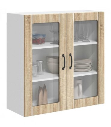 vidaXL Wall Glass Cabinet LUCCA Sonoma Oak 80 x 31 x 80 cm — Model: 1x wall glass cabinet (2 doors)