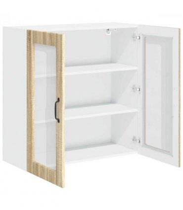 vidaXL Wall Glass Cabinet LUCCA Sonoma Oak 80 x 31 x 80 cm — Model: 1x wall glass cabinet (2 doors)