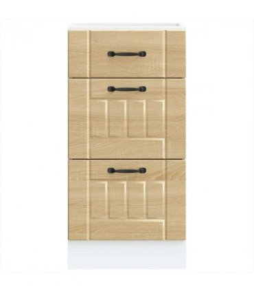 vidaXL Kitchen Base Cabinet Lucca Sonoma Oak Engineered Wood — Size: 40 x 46 x 81.5 cm, Model: 1x bottom cabinet (3 drawers)