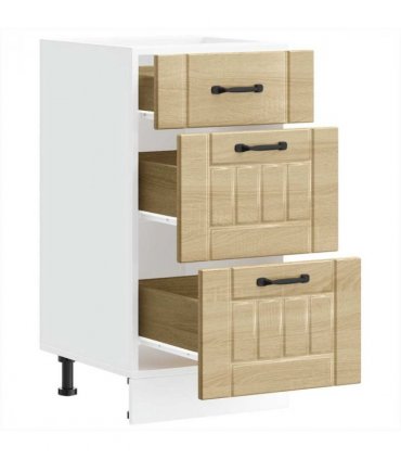 vidaXL Kitchen Base Cabinet Lucca Sonoma Oak Engineered Wood — Size: 40 x 46 x 81.5 cm, Model: 1x bottom cabinet (3 drawers)