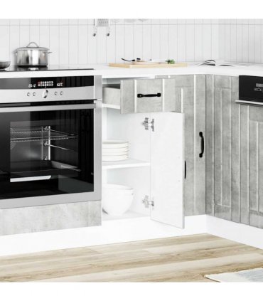 vidaXL Kitchen Base Cabinet Lucca Concrete Grey Engineered — Size: 30 x 46 x 81.5 cm, Model: 1x bottom cabinet (1 door 1 drawer)