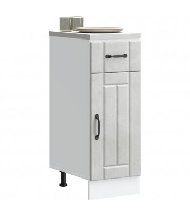 vidaXL Kitchen Base Cabinet Lucca Concrete Grey Engineered — Size: 30 x 46 x 81.5 cm, Model: 1x bottom cabinet (1 door 1 drawer)