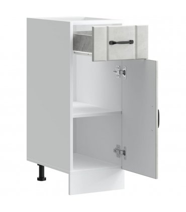 vidaXL Kitchen Base Cabinet Lucca Concrete Grey Engineered — Size: 30 x 46 x 81.5 cm, Model: 1x bottom cabinet (1 door 1 drawer)
