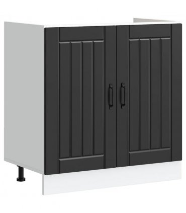 vidaXL Sink Base Cabinet Lucca Black Engineered Wood — Size: 80 x 46 x 81.5 cm, Model: 1x bottom cabinet (2 doors)