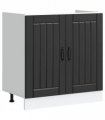 vidaXL Sink Base Cabinet Lucca Black Engineered Wood — Size: 80 x 46 x 81.5 cm, Model: 1x bottom cabinet (2 doors)