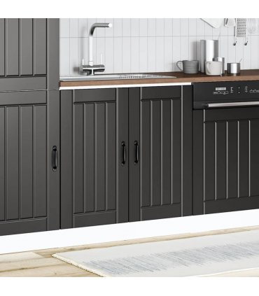 vidaXL Sink Base Cabinet Lucca Black Engineered Wood — Size: 80 x 46 x 81.5 cm, Model: 1x bottom cabinet (2 doors)