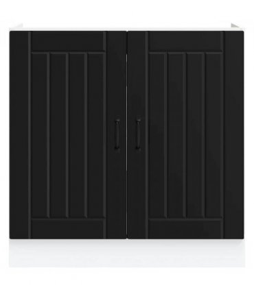 vidaXL Sink Base Cabinet Lucca Black Engineered Wood — Size: 80 x 46 x 81.5 cm, Model: 1x bottom cabinet (2 doors)