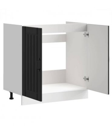 vidaXL Sink Base Cabinet Lucca Black Engineered Wood — Size: 80 x 46 x 81.5 cm, Model: 1x bottom cabinet (2 doors)