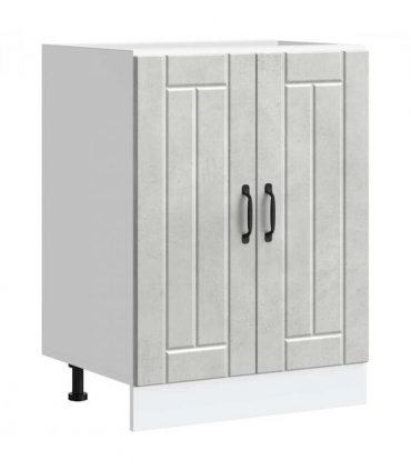 vidaXL Sink Base Cabinet Lucca Concrete Grey Engineered Wood — Size: 60 x 46 x 81.5 cm, Model: 1x bottom cabinet (2 doors)
