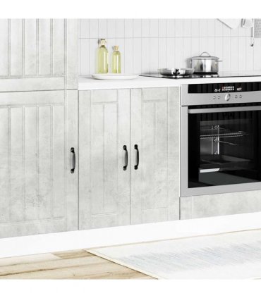 vidaXL Sink Base Cabinet Lucca Concrete Grey Engineered Wood — Size: 60 x 46 x 81.5 cm, Model: 1x bottom cabinet (2 doors)